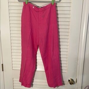 Ralph Lauren Pink Linen Cuffed Relaxed Fit Pants